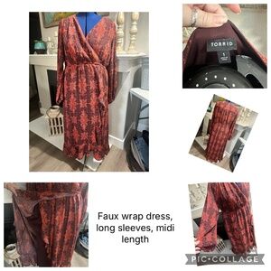 Torrid long sleeve faux wrap dress